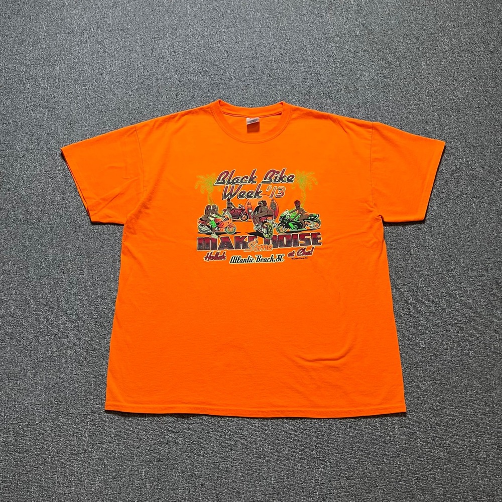 Black Bike Week 13 T-Shirt XL Orange Graphic Motorcycle Atlantic Beach SC